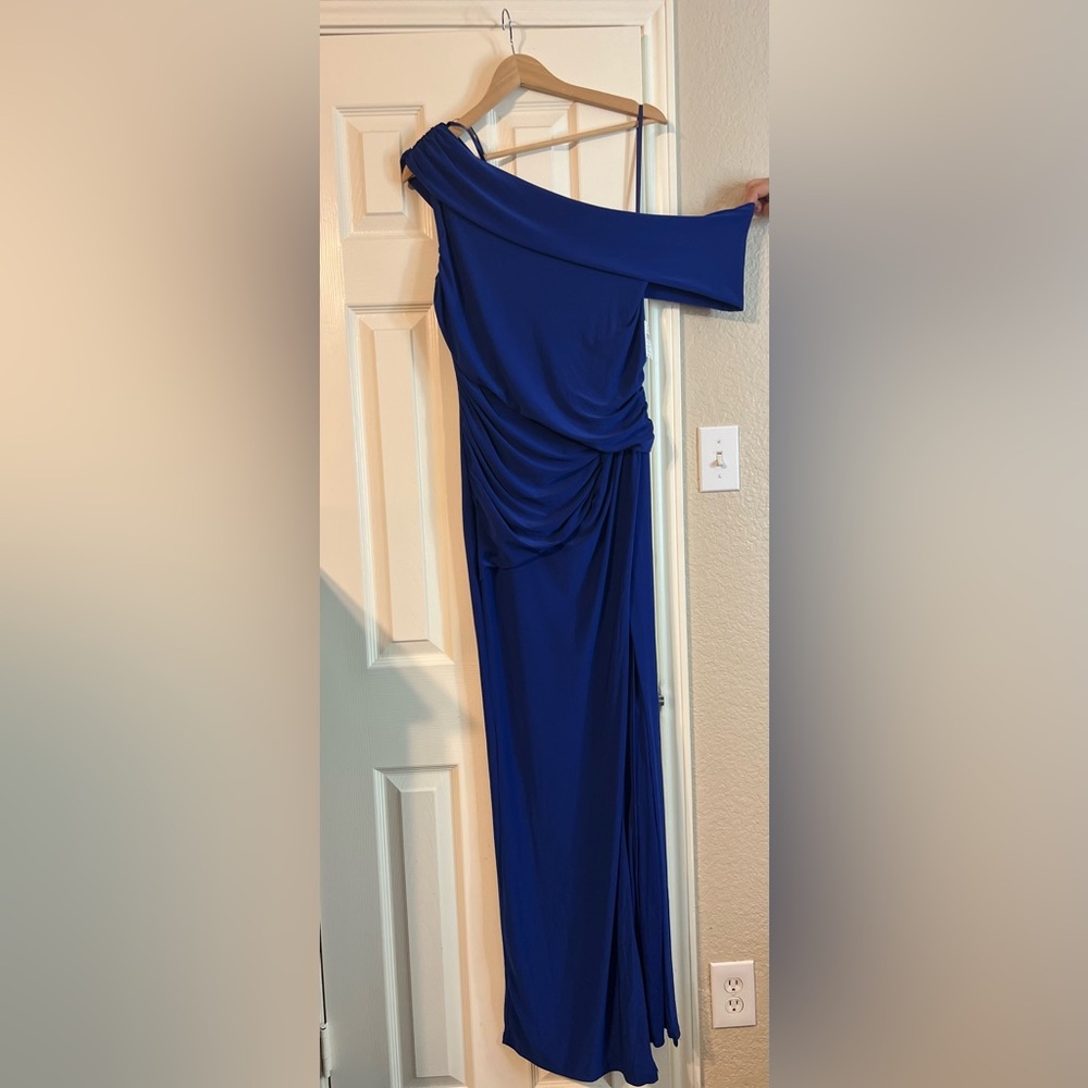 Windsor One-Shoulder Cobalt Blue Draped Gown